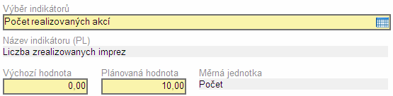 Záložka Hodnoty indikátorů Ze seznamu nabízených indikátorů zvolíme jeden nebo více