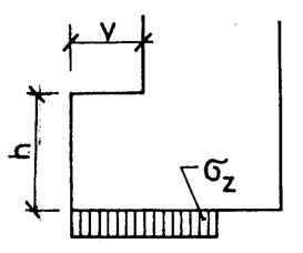 Za určitých podmínek je nutné tah zachytit tzv. zajišťovací výztuží. Posouzení základového výstupku z prostého betonu závisí na poměru jeho vyložení v a výšky základu h. Při poměru v 0,5.