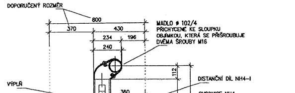 Betonové mosty I Modul CB3 aspoň 1,10 m nad přilehlým povrchem a výplní (obr. 4.3). Na komunikaci s neomezeným přístupem se používala svislá výplň s mezerami mezi jednotlivými pruty max.