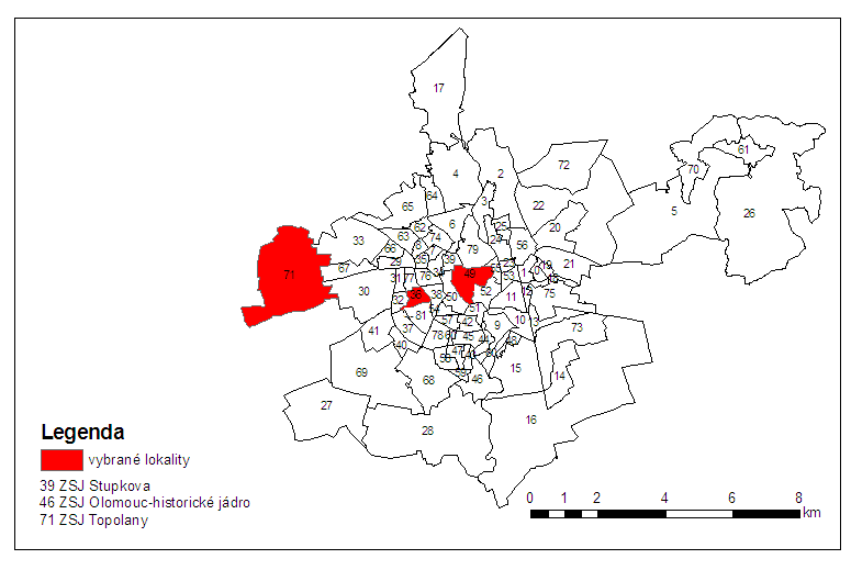 V této kapitole se zaměřím na faktické obyvatelstvo tří vybraných lokalit (základních sídelních jednotek) na území města Olomouce a statistické údaje budou doplněny o výsledky terénního šetření,