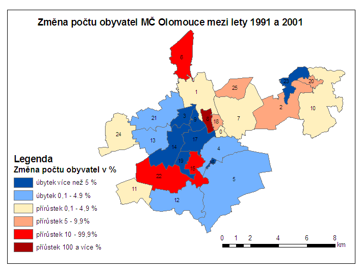 Příloha 4 Změna počtu obyvatel v