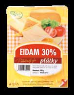 Ve 100 gramech sýru je 17 gramů tuku Název výrobku Euroshopper Eidam plátky 30 % Výrobce Jaroměřická mlékárna Cena za 1 kg 145 Kč Koupeno Albert Složení uvedené na obale past. mléko, jedlá sůl max.