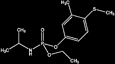 Thiophos Bay 68138, Fenamifos, Nemacur, Phenamiphos, Phosphoramidic acid Hmyz Vysoce toxický pro ptáky. Prokázaný inhibitor nervové činnosti.