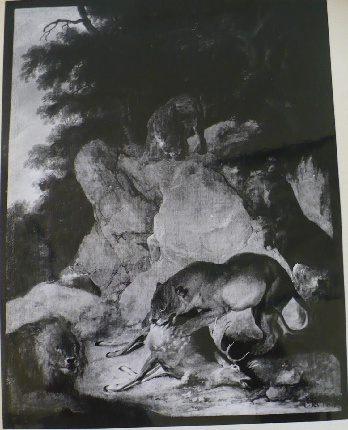 Obrázek 53: Carl Andreas Ruthart, Daněk ulovený lvy, okolo 1665, olej,