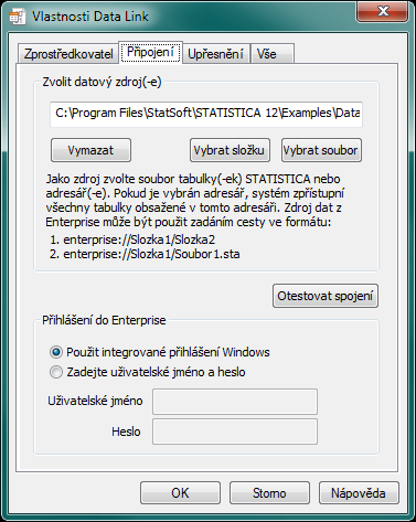 Jen pro objasnění v nástroji STATISTICA Query, tedy v menu Soubor -> Externí data -> sekce Query -> Nový, se nám zobrazí seznam již dříve nadefinovaných spojení, které lze okamžitě použít výběrem