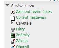 Úprava kurzu Pro kompletní úpravu kurzu, jak pro vzhled tak pro obsah, je potřeba nejprve se přepnout do režimu úprav.