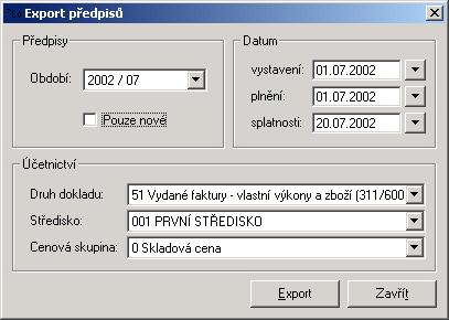 Export do účetnictví DOUBLE Pokud je nastaveno propojení na podvojné účetnictví DOUBLE verze 9.x, zobrazí se na panelu nástrojů tlačítko.