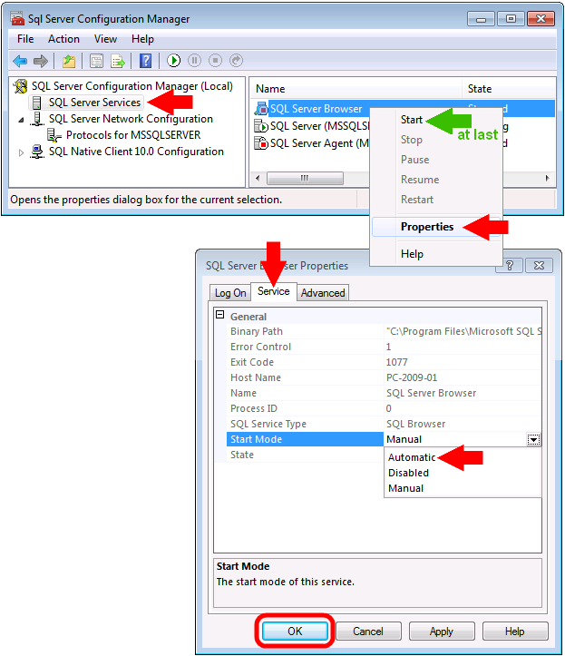 Server Browser znovu a zvolte Start. 13) Nakonec je potřeba povolit TCP port pro SQL server a UDP port pro SQL Server Browser na Windows firewallu. a. Pokud se držíte těchto instrukcí, potom na počítači bude jedna instance Microsoft SQL serveru a tato instance standardně používá port 1433.