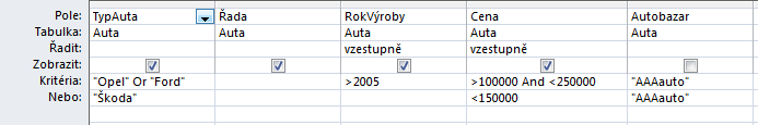 DOTAZY Pokud ale chcete kombinovat řazení podle více úrovní, situace je složitější. Pro dotazy platí, že priorita řazení je definovaná zleva doprava.