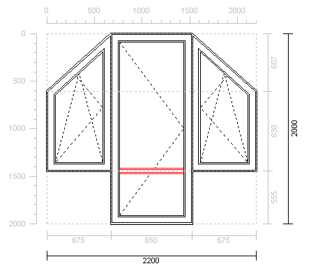 OKNA2000 UŽIVATELSKÝ MANUÁL 39 13 Stejné je to i u plné výplně. Klikáme na ikonu, a potom volíme plochu uvnitř křídla, ve kterém má být plná výplň.