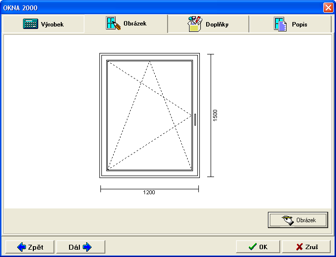 OKNA2000 UŽIVATELSKÝ MANUÁL Kliknutím na tlačítko Obrázek se dostaneme do úprav obrázku okna, popsaném v kapitole Obrázky. Pamatujme, že změna obrázku nemá vliv na změnu ceny!