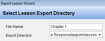 Export lekcí Exportovaná Response lekce může být přesunuta do jiné instalace Response nebo na jiný počítač. Response ukládá exportované lekce jako.xml. 1. Vyberte lekci, kterou chcete exportovat. 2.