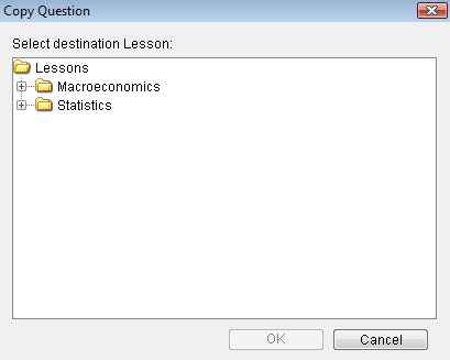 Kopírování otázek Response ulehčuje kopírování otázek z jedné lekce do jiné. 1. Označte otázku, kterou chcete zkopírovat. 2. Klikněte na. 3. V okně Kopírování otázky vyberte umístění a klikněte na OK.