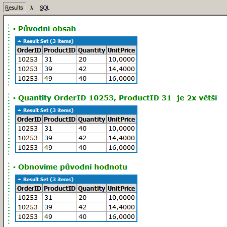 dt3.dump("obnovíme původní hodnotu"); Idea je tedy jednoduchá, ale ruční práce je zde hodně. Vše se však dá usnadnit, a to pomocí metod Get Command(true).