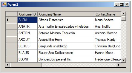 datasource = db.customers.select(cust=>cust); datagridview1.datasource = from cust in db.customers select cust; Musíme tedy nejprve vytvořit kontext db. Do DataGridView.