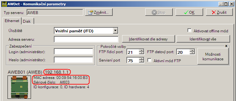 Poznámka Nalezení webového serveru, který má nastavenu IP adresu, která nespadá do stejného IP prostoru jako IP adresa PC, je značně ovlivněno nastavením routeru (pokud je pomocí něj webový server