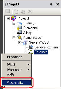 1 Převodník linky Ethernet na linku RS232 Webový server AWEB lze využít jako jednostranný převodník linky Ethernet na linku RS232 (RS485). Znamená to, že pokud máme např.