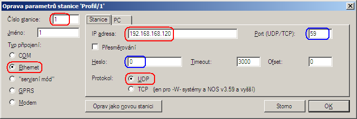 V otevřeném okně Vlastnosti nastavíme požadované doplňující parametry pro komunikaci. Obr.