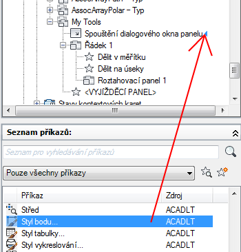 2 V editoru Upravit uživatelské rozhraní, na kartě Přizpůsobit, v podokně Uživatelské úpravy v <název souboru> klikněte na znaménko plus (+) vedle položky Pás karet. Položka se rozbalí.