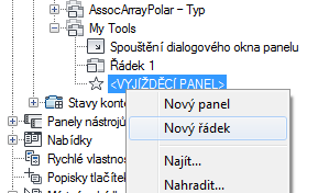 Organizace řádků pomocí roztahovacích panelů Roztahovací panely mohou obsahovat tlačítka, přepínače, tlačítka rozdělení a rozevírací tlačítka.