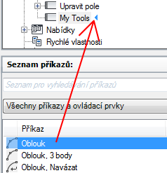 4 Podle potřeby aktualizujte pracovní prostor, aby se aktualizovalo zobrazení a pozice nového panelu nástrojů.