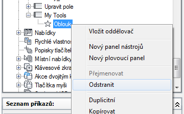 Při přetahování příkazu pomocí vizuálního indikátoru určete novou polohu příkazu. 4 Klikněte na tlačítko Použít.