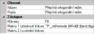 5 Podle potřeby aktualizujte podokno Vlastnosti: Do pole Popis zadejte popis dočasně přednostní klávesy. Kliknutím na tlačítko [ ] v poli Klávesy otevřete dialog Klávesové zkratky.