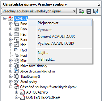 Dynamická nápověda Dynamická nápověda je funkce v systému nápovědy online. Obsahuje informace o některých prvcích přizpůsobení, které se nachází v souboru CUIx, pokud je načten v aplikaci AutoCAD LT.