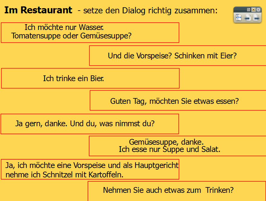 10 Str. 7 - pomocí funkce Kontejner žáci přiřazují názvy typických německých jídel k obrázkům.