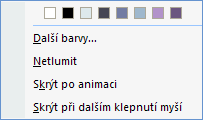 Obrázek 22 Druhé zmíněné nastavení dovoluje nastavit efekt textu v textovém poli, máme na výběr ze tří možností: celý najednou, po slovech nebo po písmenech.