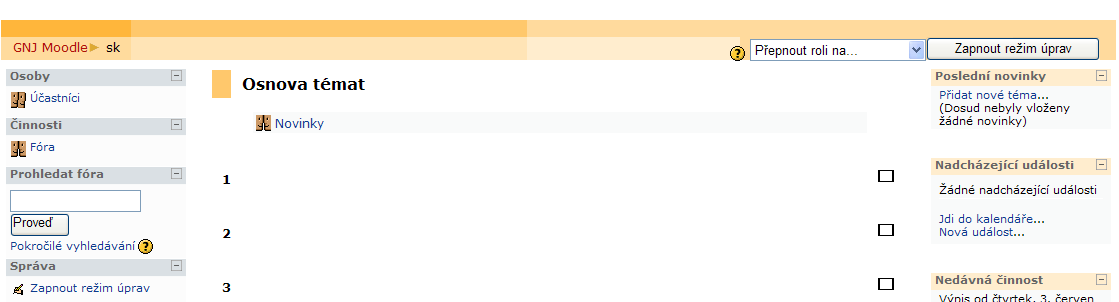 Moodle - Učitelé pro zítřek 12 Upravit kurz - zobrazí se stejný formulář jako v předcházející kapitole pro vytvoření kurzu Přidělit role - viz předcházející kapitola Odstranit kurz úplné vymazání