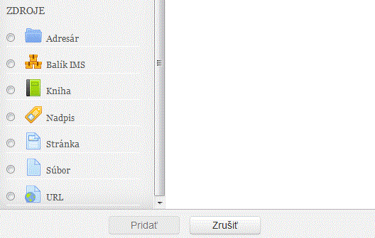 Výběr pro vložení knihy Výběr pro vloženísouboru Obr. 7 Výběr vkládání souboru a knihy Vytvoření knihy V každém studijním modulu můžeme vytvořit knihu.