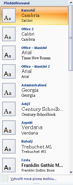 MS Word 2007 23 Barvy: Změní barvy aktuálního