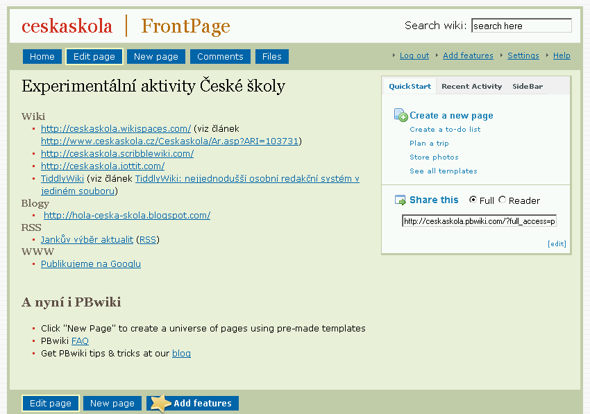 4.3 PBwiki PBwiki používá přes 400 000 komunit a počet komerčních klientů je cca 25 000, včetně skutečně velkých, jako je Cisco, AT&T nebo CityBank.