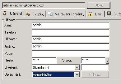 16 IceWarp Server Quick Start Guide Vytvořit nový účet Vytvoření uživatelského účtu má stejný