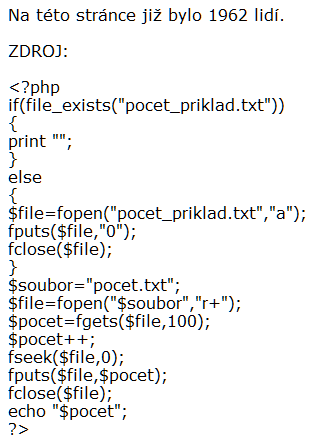 Jednoduchý příklad PHP kódu:
