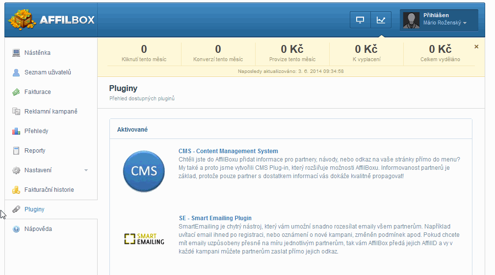 CMS Content management system Chtěli jste do AffilBoxu přidat informace pro partnery, návody, nebo odkaz na vaše stránky přímo do menu?