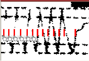 13. Úprava ujetých kilometrů Pod hlavním oknem programu se nachází okno s grafickým vyobrazením množství ujetých kilometrů ve formě špiček nebo také píků.