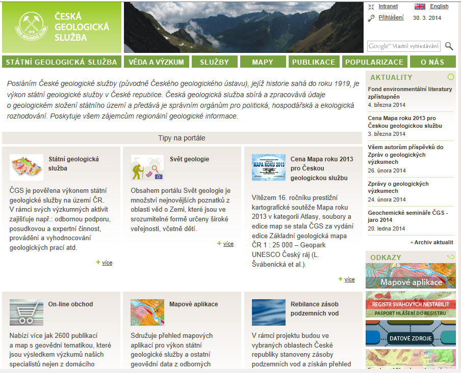 Aplikace je umístěna na adrese http://mapy.geology.cz/gisviewer, ale přístup je možný přímo z webových stránek ČGS (http://www.geology.cz/extranet) několika způsoby.