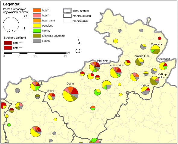 Obrázek 14: Hromadná ubytovací zařízení v regionu České Švýcarsko a Šluknovsko Zdroj: ČSÚ Cestovní ruch časové řady (2009) V destinaci převládají ubytovací zařízení pro méně náročnou klientelu, tj.