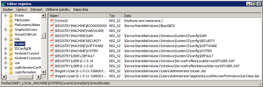 Správa Windows v prostředí počítačové sítě 21 HKEY_USERS (HKU) obsahuje podregistry aktuálně připojených uživatelů HKEY_CURRENT_CONFIG (HKCC) obsahuje údaje o právě používaném hardwarovém profilu, je