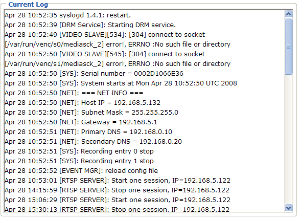 7.19 System log (Logy systému) Tato kapitola popisuje, jak nastavit odesílání logů (záznamů o činnosti kamery) na externí server, například pro zálohu nebo vzdálené monitorování stavu kamery. 7.19.1 Remote log (Vzdálený log) Kameru lze nastavit pro odesílání logů na vzdálený server za účelem zálohy.