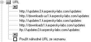 Kaspersky Anti-Virus Updater 53 Obrázek 19. Druhá úroveň konfiguračního stromu při aktualizaci z Internetu URL nastavení zdroje aktualizace (protokol, název atd.).