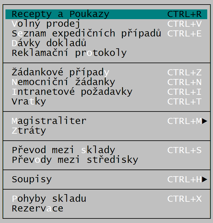 Na obrázku 44 je úvodní obrazovka programu FaRMIS. V horní části obsahuje menu pro ovládání programu. Ve střední pravé části je seznam aktuálních zpráv pro uţivatele.