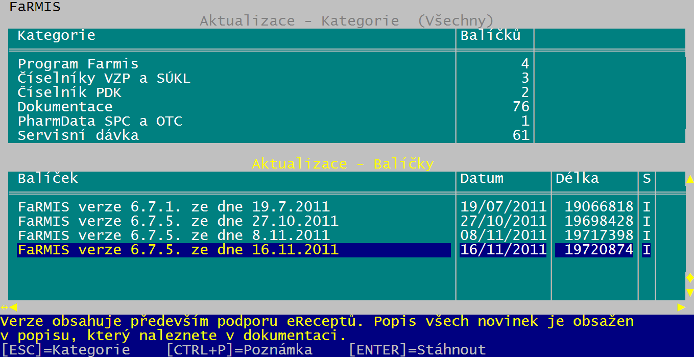 Menu Správce slouţí pro správu číselníků, uzávěrky pokladen, správu trezoru, nastavení lékárny, transformace skladových karet a aktualizaci programu a číselníků (viz obrázek 51).