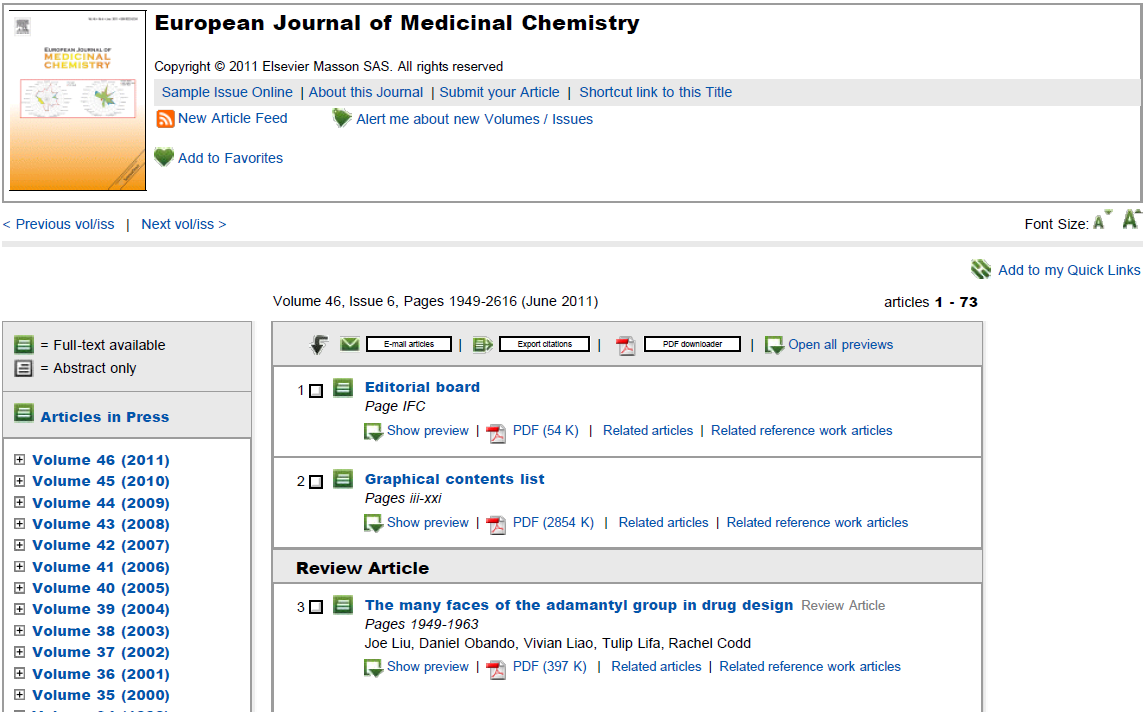 Obrázek 9: Domovská stránka plnotextové databáze SciVerse ScienceDirect ScienceDirect umoţňuje vyhledávání listováním prohlíţením ( Browse ) podle abecedy a předmětových tříd.