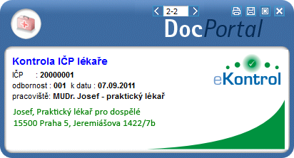 - 9 - Pokud kontrola proběhne v pořádku Modul ekontrol zobrazí zelené okno s popisem kontorly.