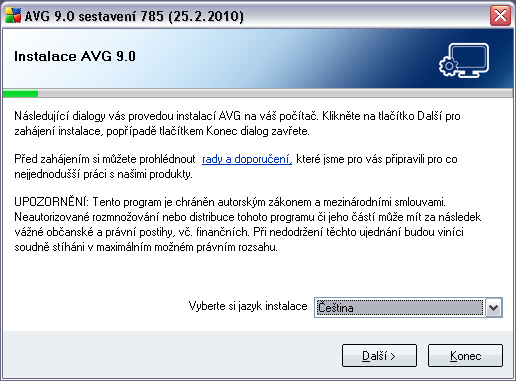 5. Instalační proces AVG Pro instalaci AVG 9 Anti Virus plus Firewall na váš počítač potřebujete aktuální instalační soubor.