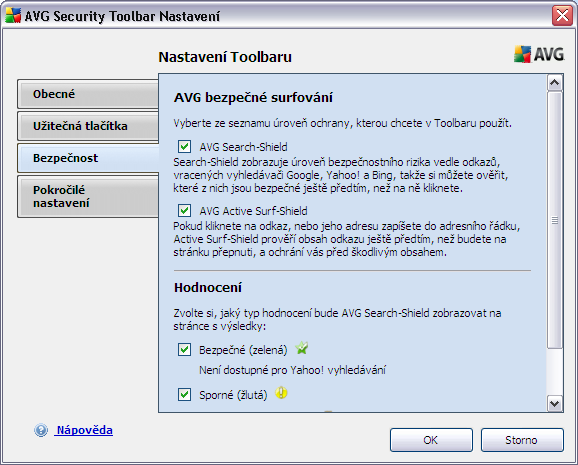 9.2.2. Záložka Užitečná tlačítka Na záložce Užitečná tlačítka můžete výběrem ze seznamu označit aplikace, jejichž ikona má být zobrazena v AVG Toolbaru.