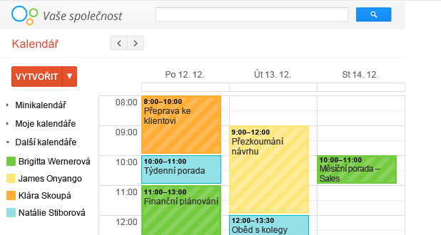4.2 Google Calendar (Kalendář Google) Kalendář umoţňuje zaměstnancům plánovat důleţité schůzky a sdílet kalendář a události s ostatními. Grafické prostředí je podobné klasickému stolnímu kalendáři.